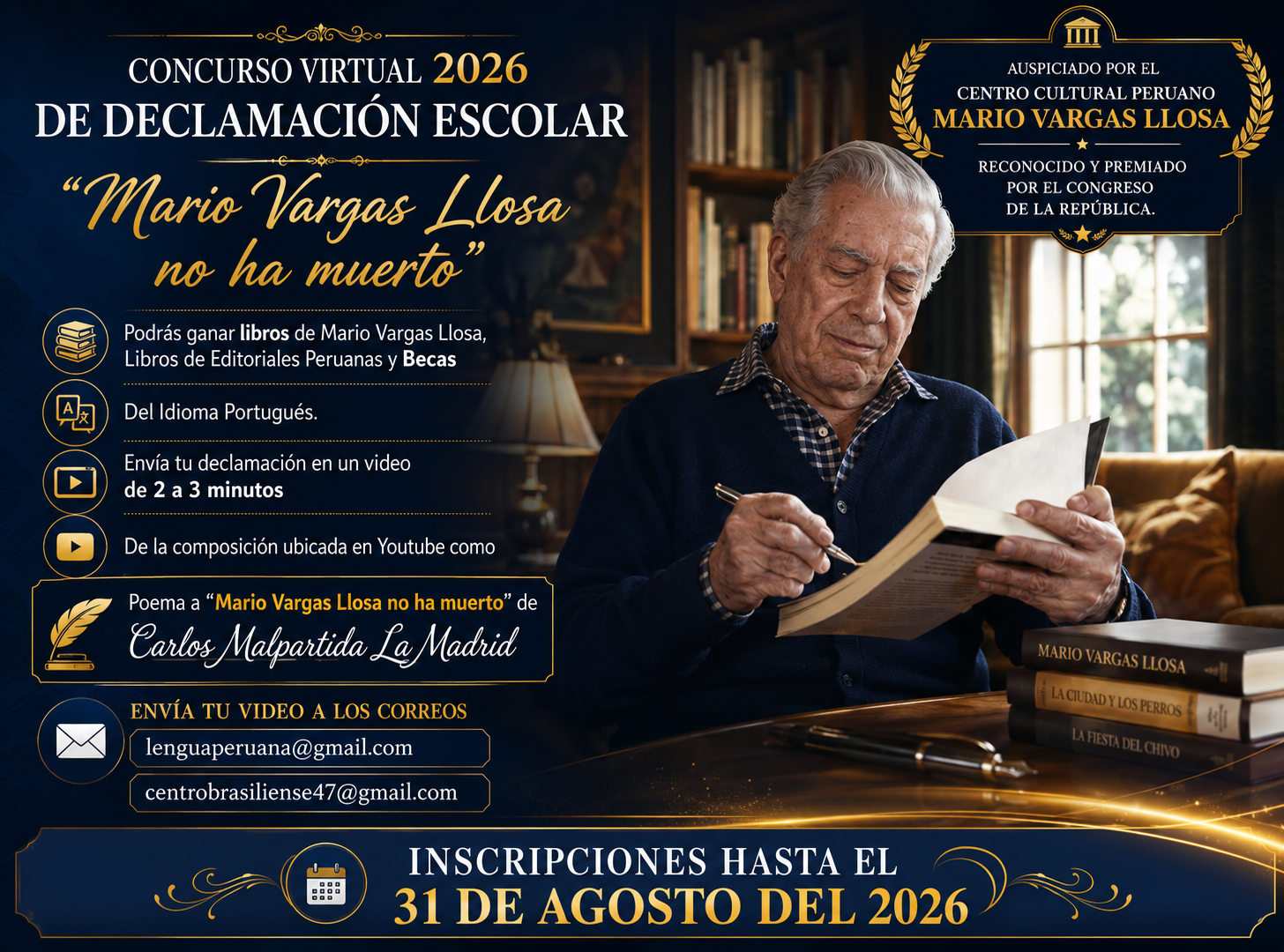Concurso de Declamación Virtual Escolar del Himno-Poema: “Mario Vargas Llosa No ha muerto”