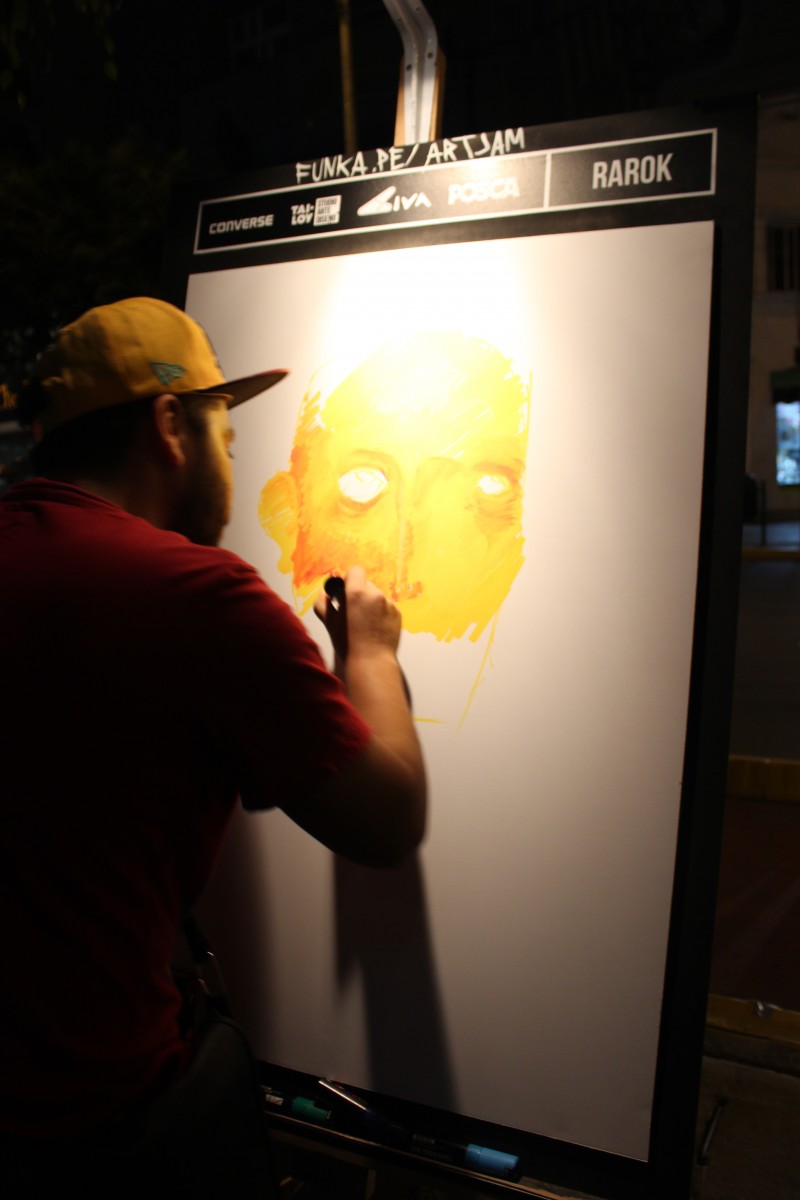 Rarok smearing marker ink to make the illusion of a painting
