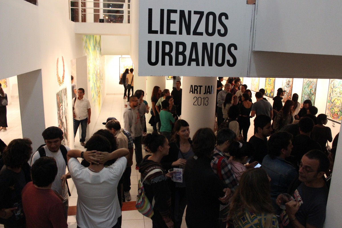 Downstairs gallery filled with people
