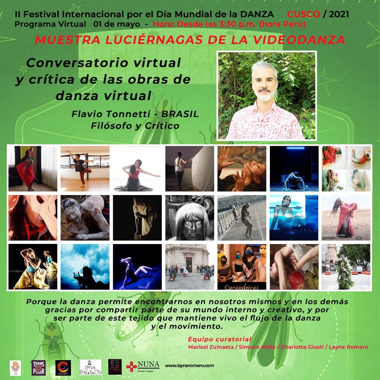 Afiche - Muestra Luciérnagas de la Video Danza – Cuerpo a Cuerpo, 2021.